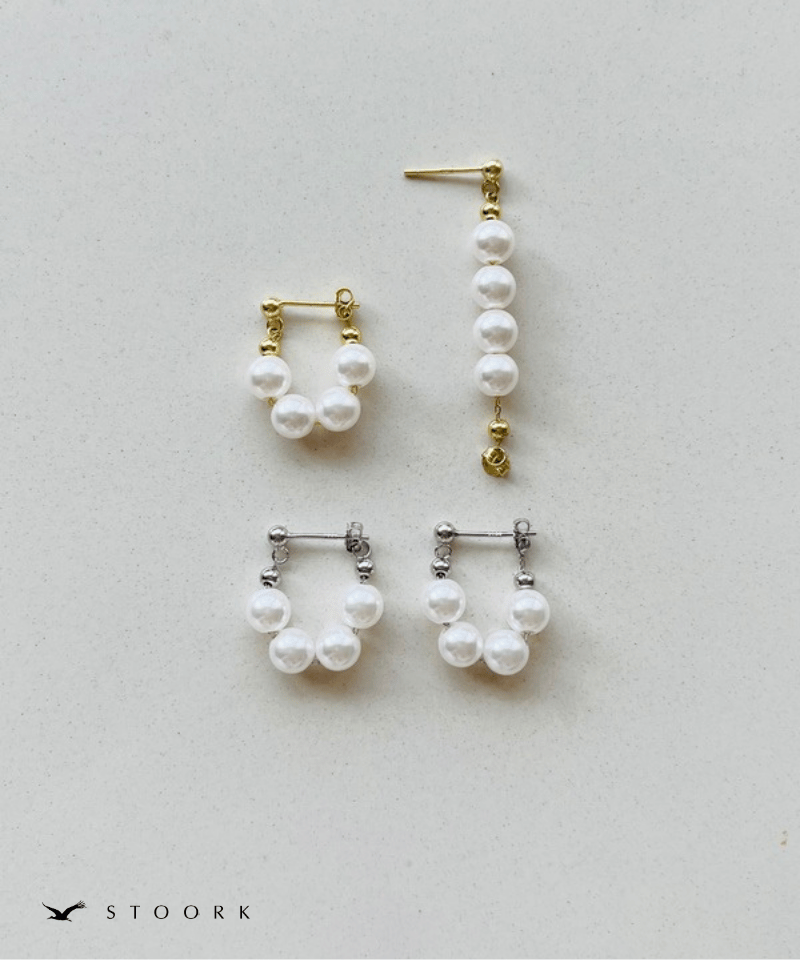 s925 Pearl Chain Hoop Pierce - stoork