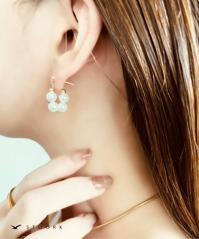 s925 Pearl Chain Hoop Pierce - stoork