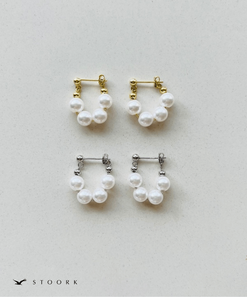 s925 Pearl Chain Hoop Pierce - stoork