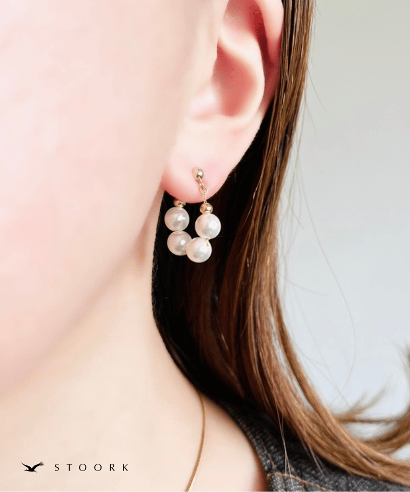 s925 Pearl Chain Hoop Pierce - stoork