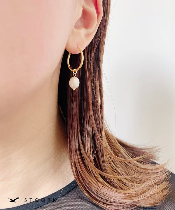 s925 Pearl Hoop Pierce - stoork