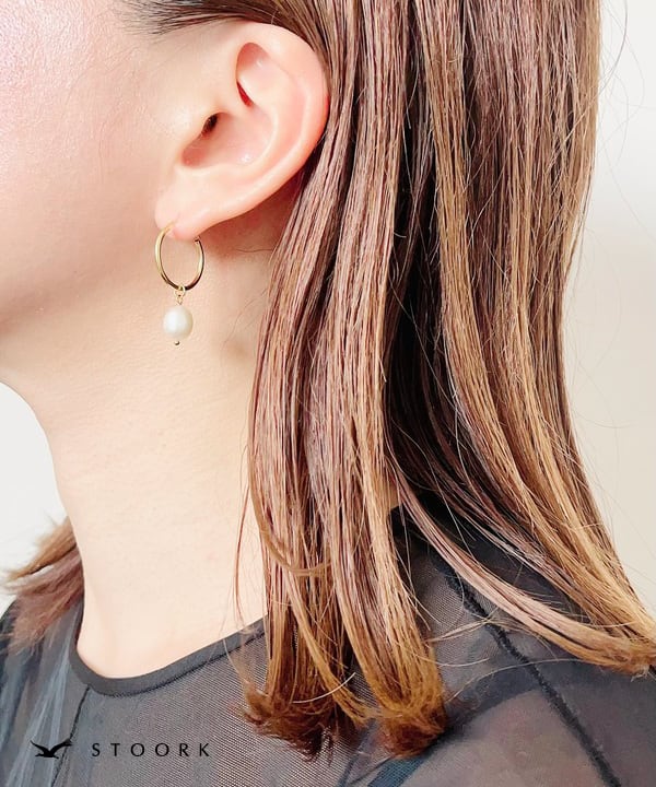 s925 Pearl Hoop Pierce - stoork