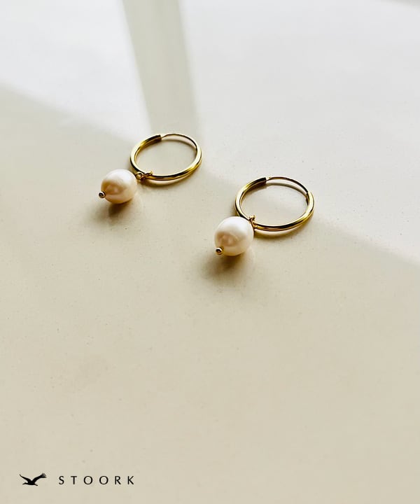 s925 Pearl Hoop Pierce - stoork
