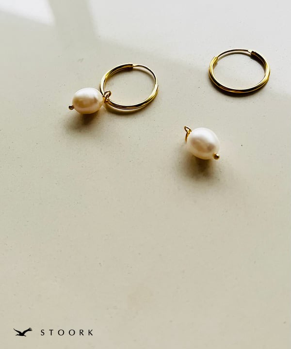 s925 Pearl Hoop Pierce - stoork