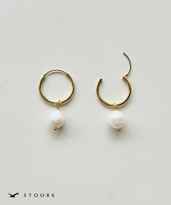 s925 Pearl Hoop Pierce - stoork