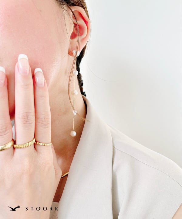 s925 Pearl Long Pierce - stoork