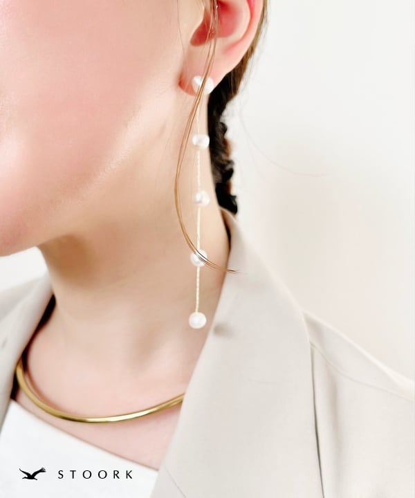 s925 Pearl Long Pierce - stoork