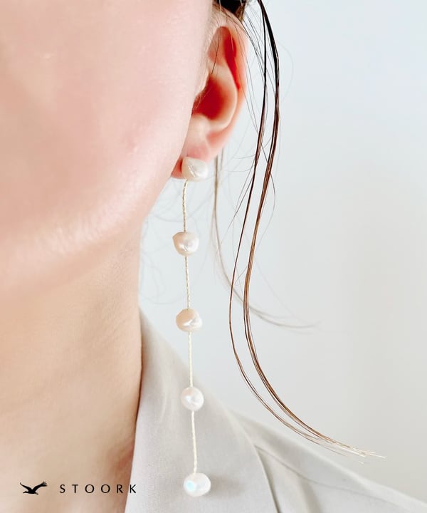 s925 Pearl Long Pierce - stoork