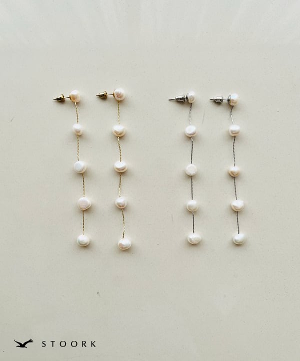 s925 Pearl Long Pierce - stoork