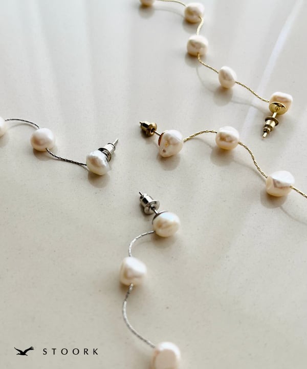s925 Pearl Long Pierce - stoork