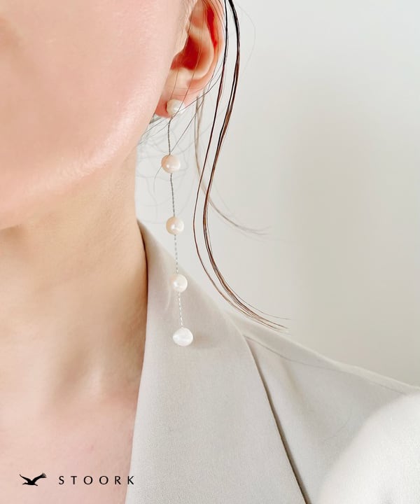 s925 Pearl Long Pierce - stoork