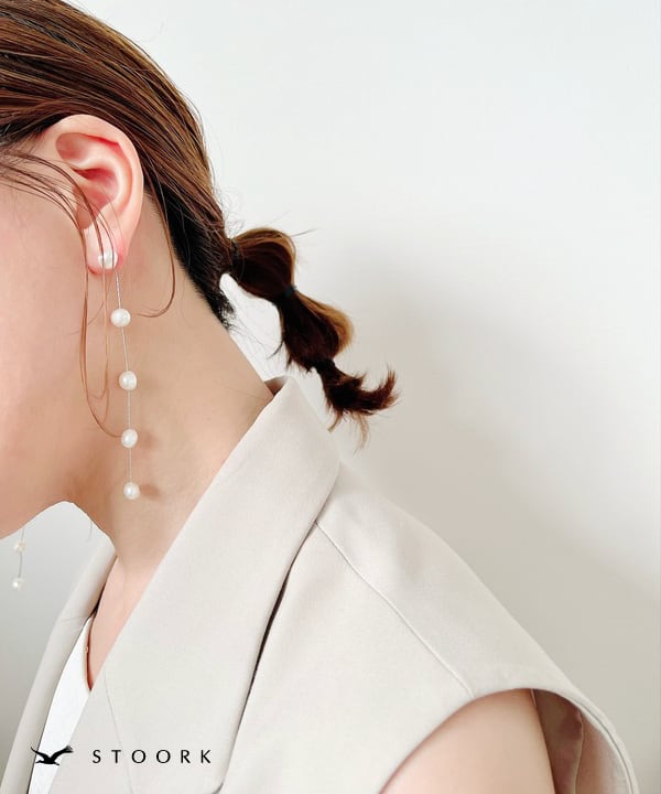s925 Pearl Long Pierce - stoork