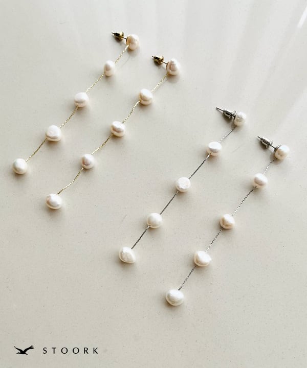 s925 Pearl Long Pierce - stoork