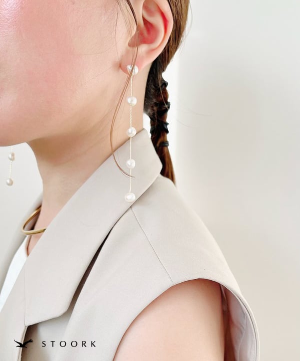 s925 Pearl Long Pierce - stoork