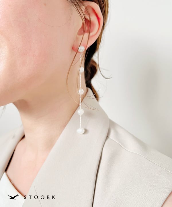 s925 Pearl Long Pierce - stoork