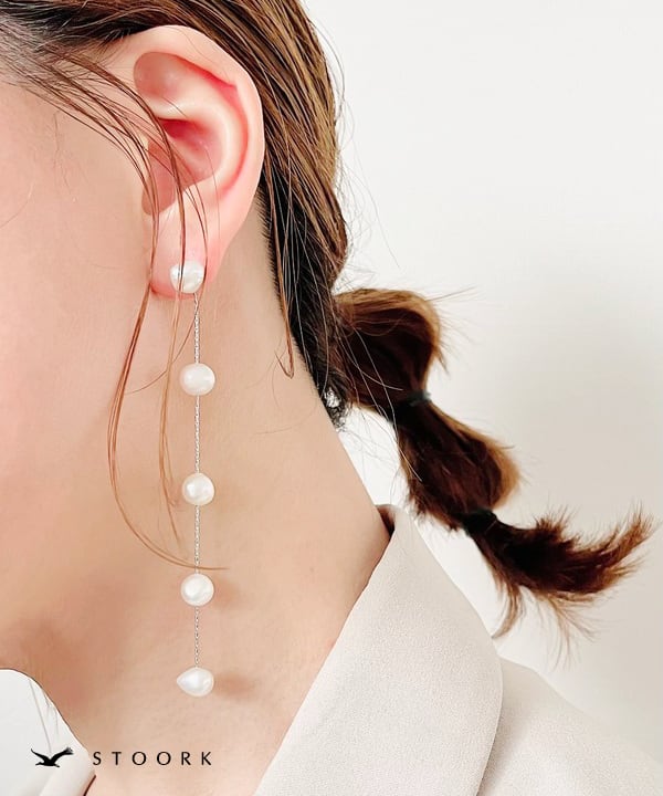 s925 Pearl Long Pierce - stoork