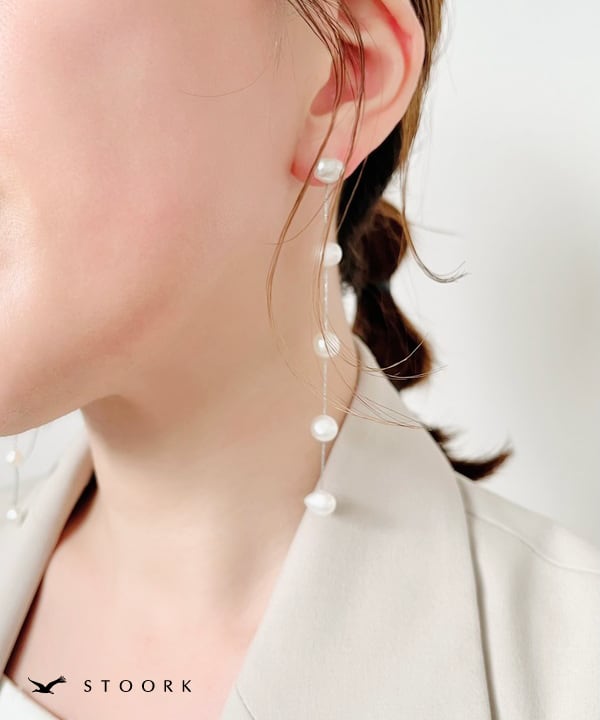 s925 Pearl Long Pierce - stoork