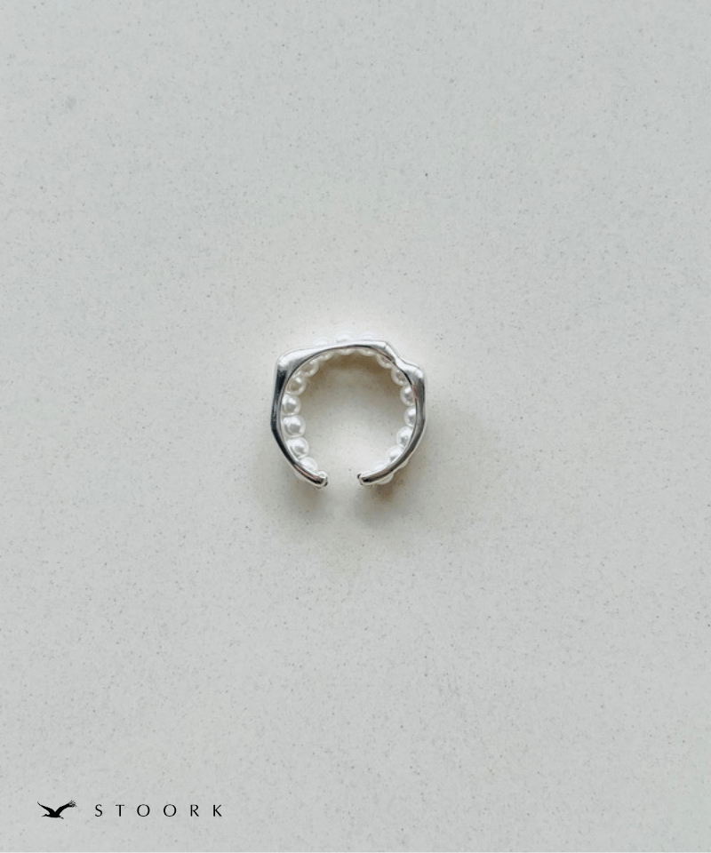 s925 Pearl Metal Line Ring - stoork
