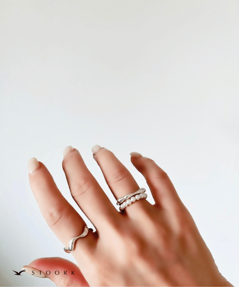 【再入荷】s925 Pearl Metal Line Ring - stoork