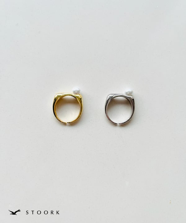 s925 Pearl Square Ring - stoork
