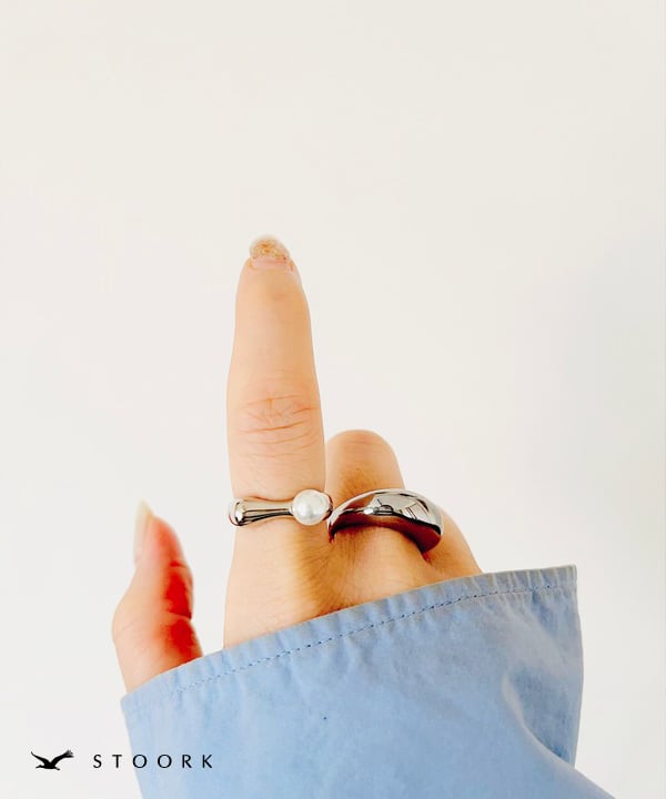 s925 Pearl Square Ring - stoork