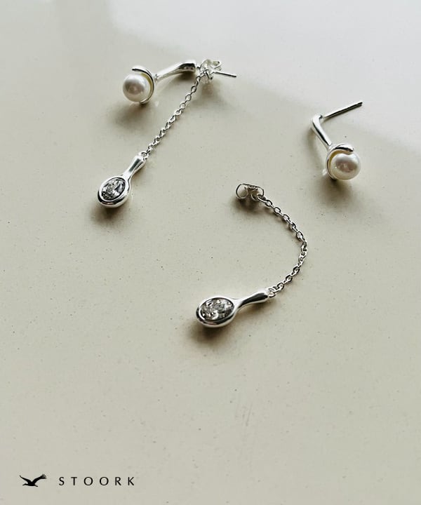 s925 Pearl Zircon Long Pierce - stoork