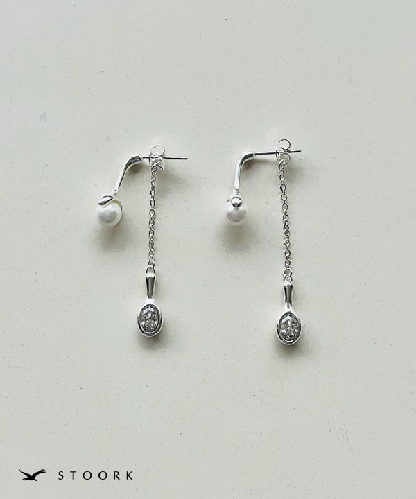 s925 Pearl Zircon Long Pierce - stoork