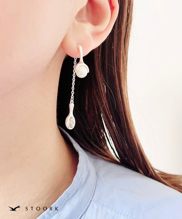 s925 Pearl Zircon Long Pierce - stoork