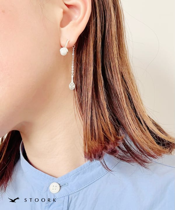 s925 Pearl Zircon Long Pierce - stoork