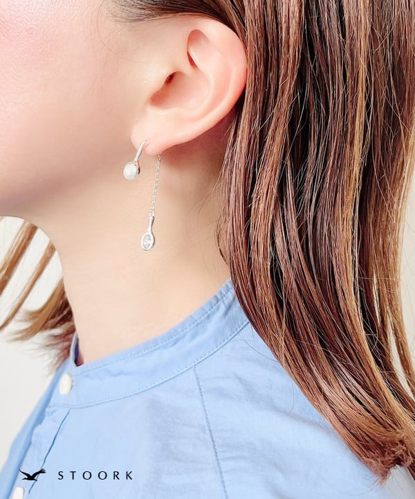 s925 Pearl Zircon Long Pierce - stoork