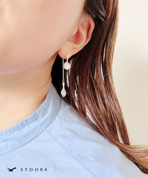 s925 Pearl Zircon Long Pierce - stoork