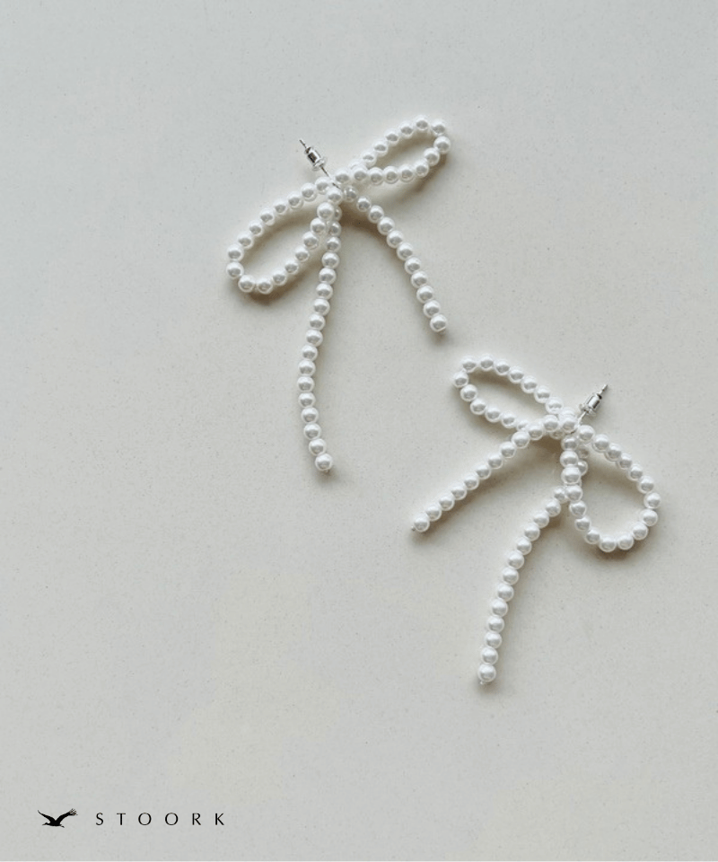 s925 Ribbon Pearl Pierce - stoork