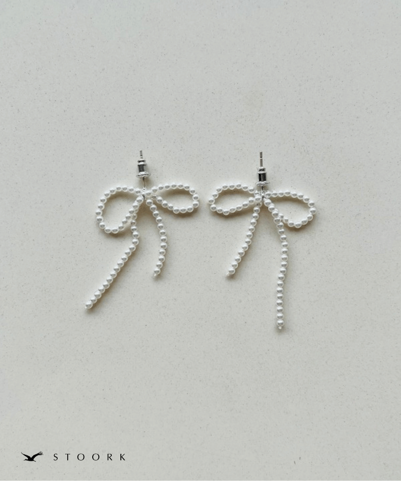 s925 Ribbon Pearl Pierce - stoork