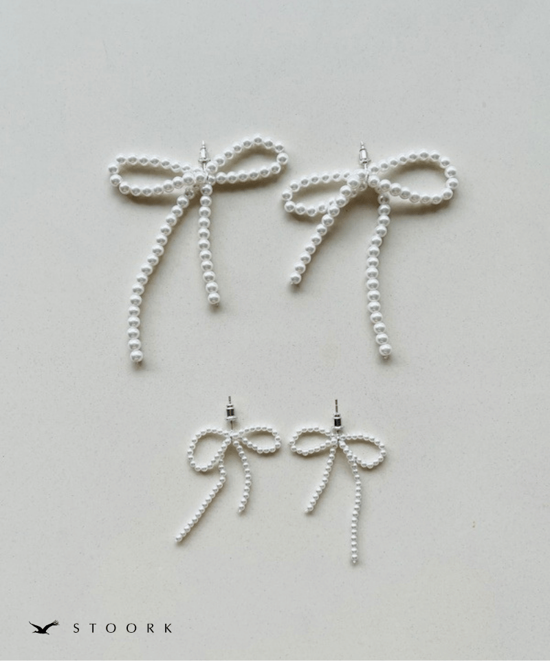 s925 Ribbon Pearl Pierce - stoork