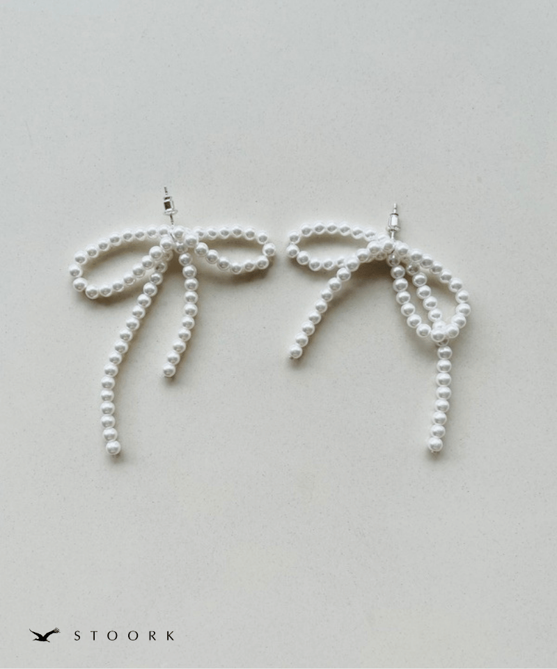 s925 Ribbon Pearl Pierce - stoork
