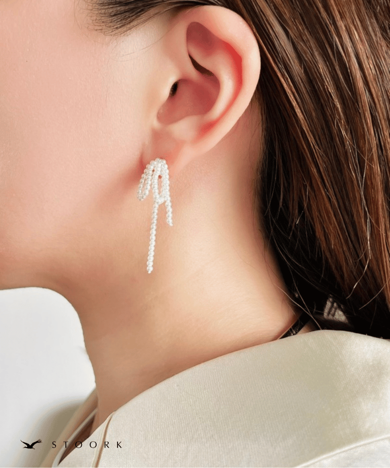s925 Ribbon Pearl Pierce - stoork