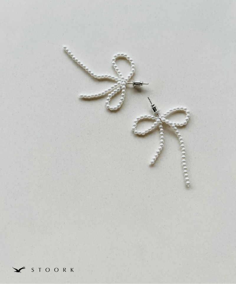 s925 Ribbon Pearl Pierce - stoork