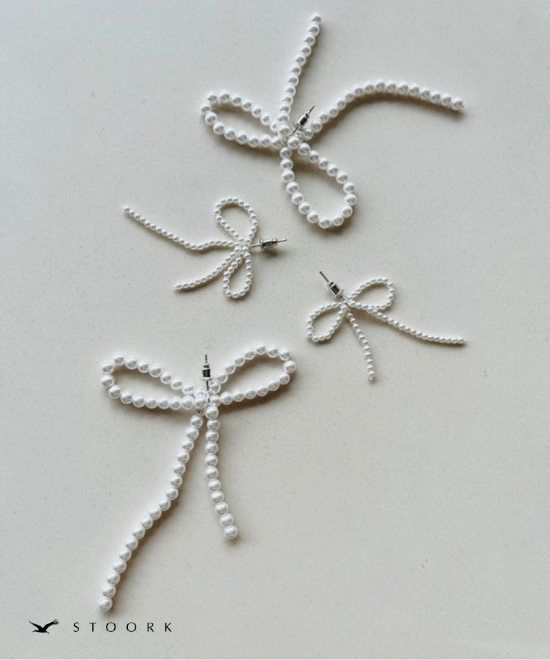 s925 Ribbon Pearl Pierce - stoork
