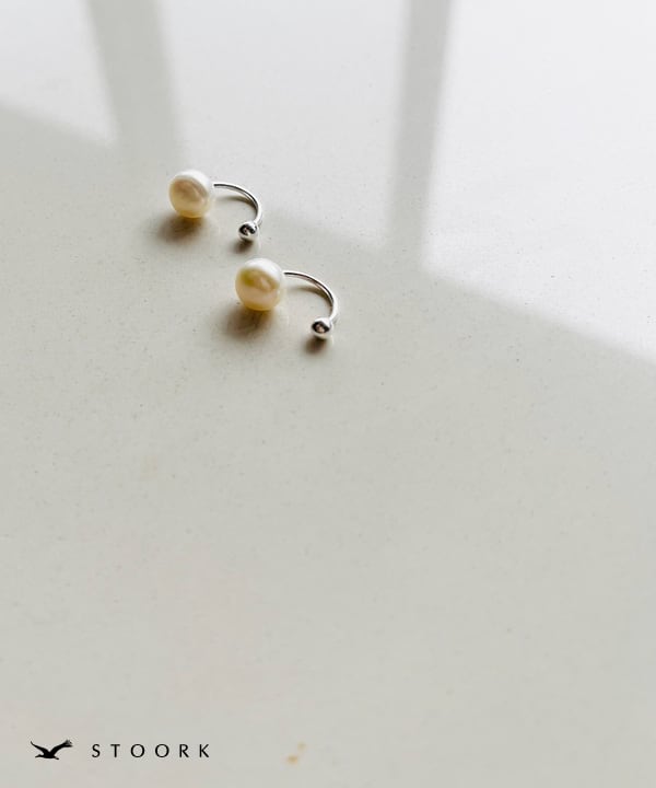 s925 Simple Pearl Pierce - stoork