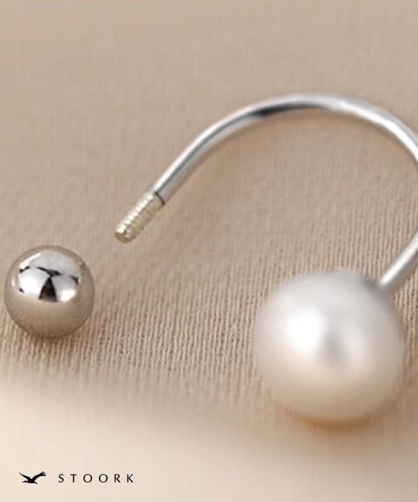 s925 Simple Pearl Pierce - stoork