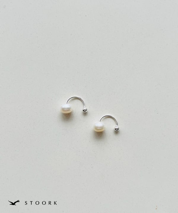 s925 Simple Pearl Pierce - stoork