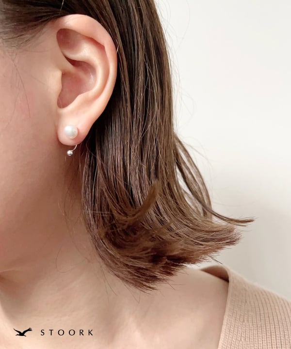 s925 Simple Pearl Pierce - stoork