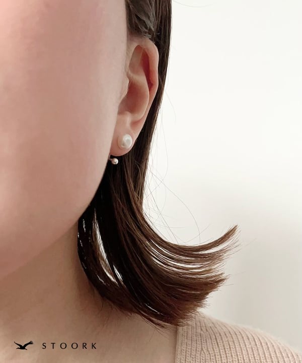 s925 Simple Pearl Pierce - stoork