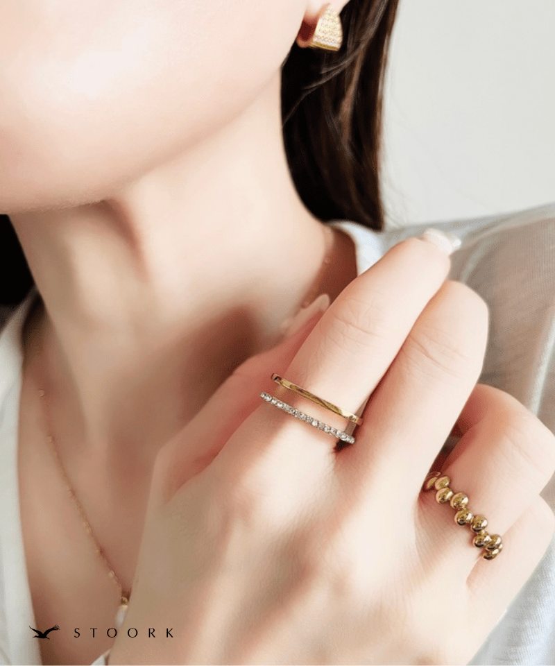 Square Double Line Ring - stoork