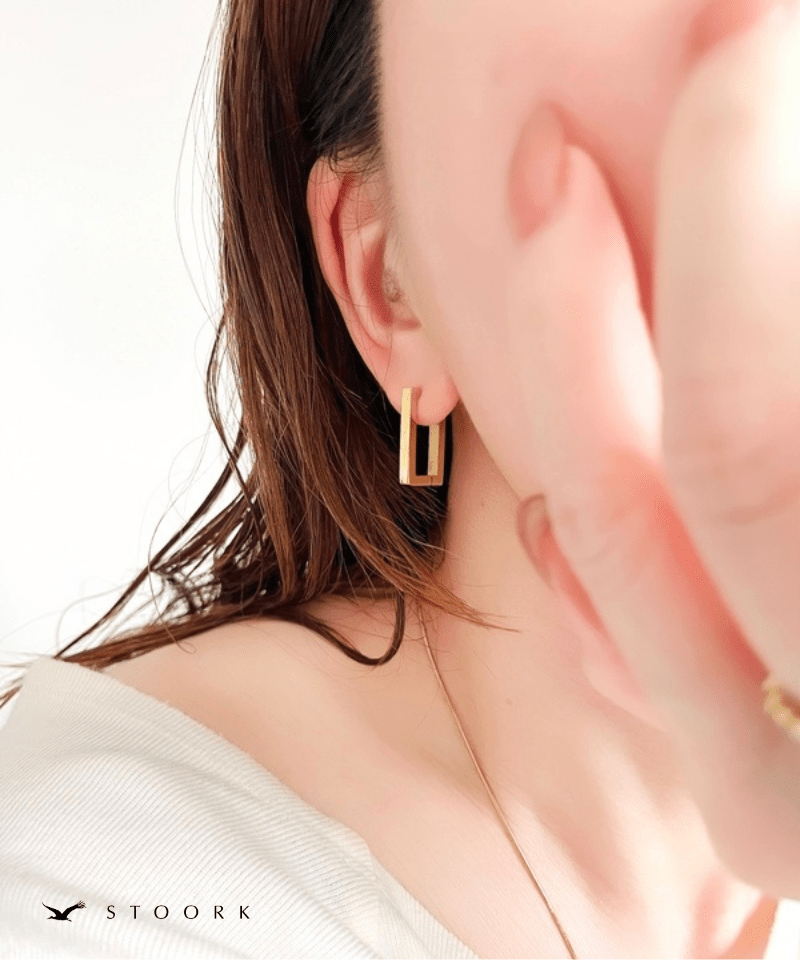 Square Line Hoop Pierce - stoork