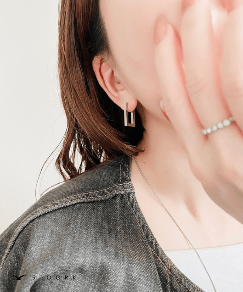 Square Line Hoop Pierce - stoork