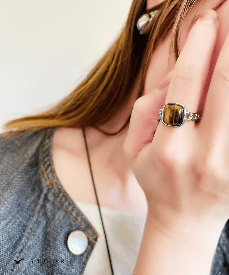 Tiger Eye Chain Ring - stoork