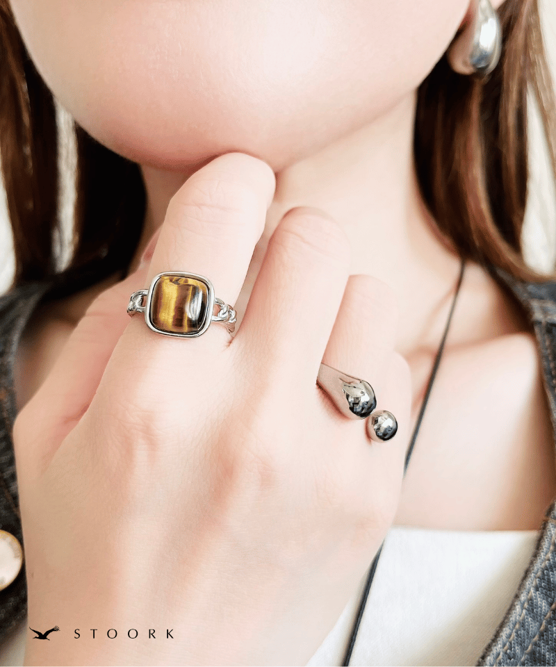 Tiger Eye Chain Ring - stoork