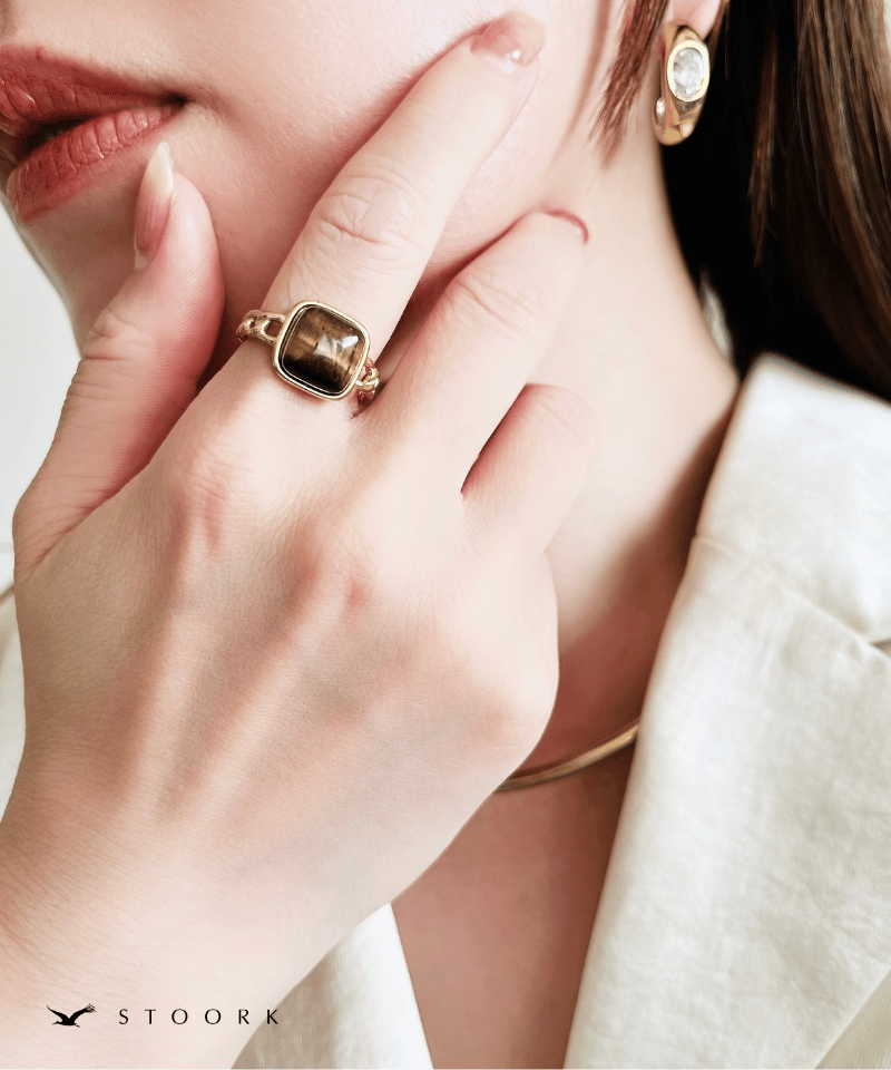 Tiger Eye Chain Ring - stoork