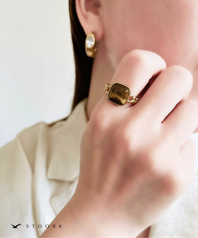 Tiger Eye Chain Ring - stoork